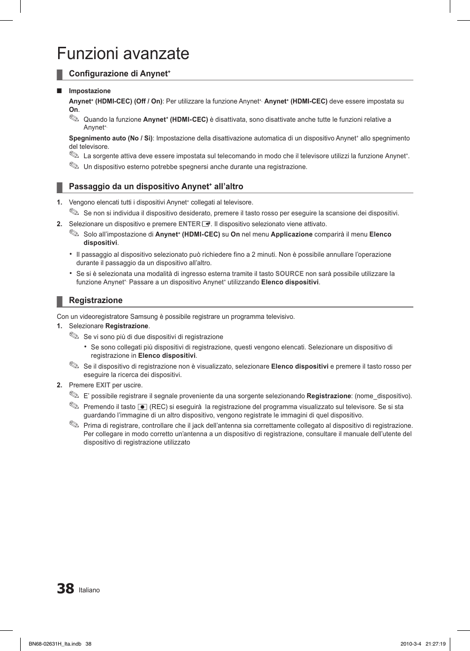 Funzioni avanzate | Samsung LE40C670M1Q User Manual | Page 92 / 164