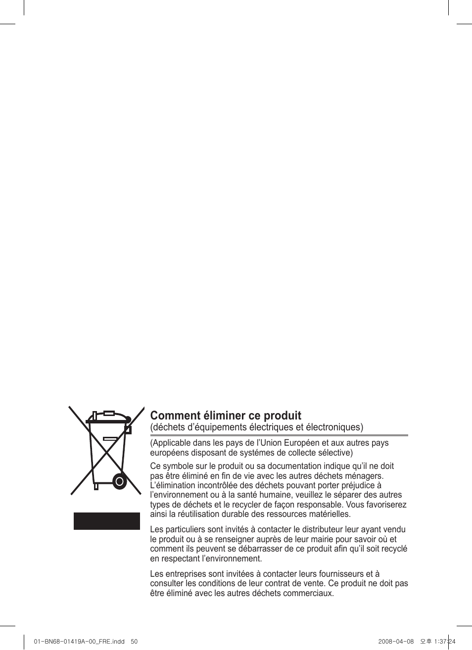 Comment éliminer ce produit | Samsung PS42A416C1D User Manual | Page 100 / 394