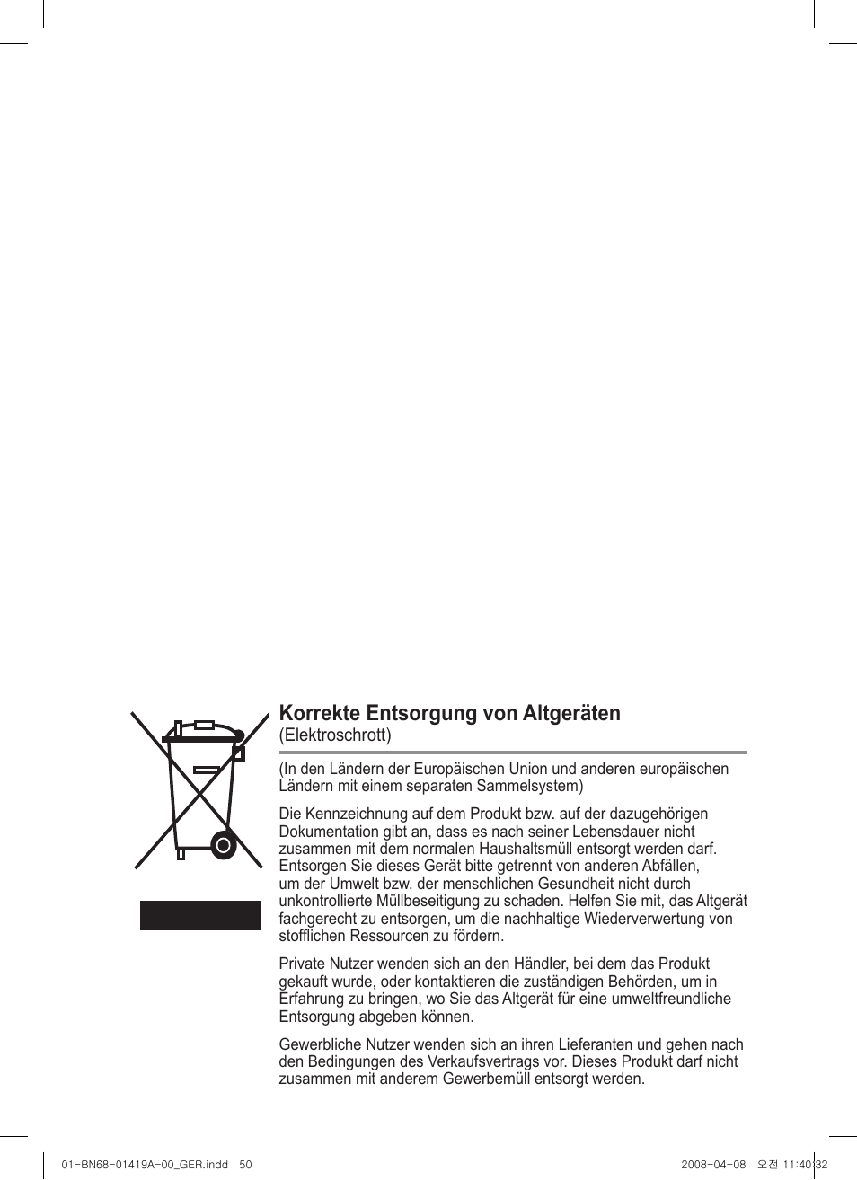 Korrekte entsorgung von altgeräten | Samsung PS42A416C1D User Manual | Page 149 / 394
