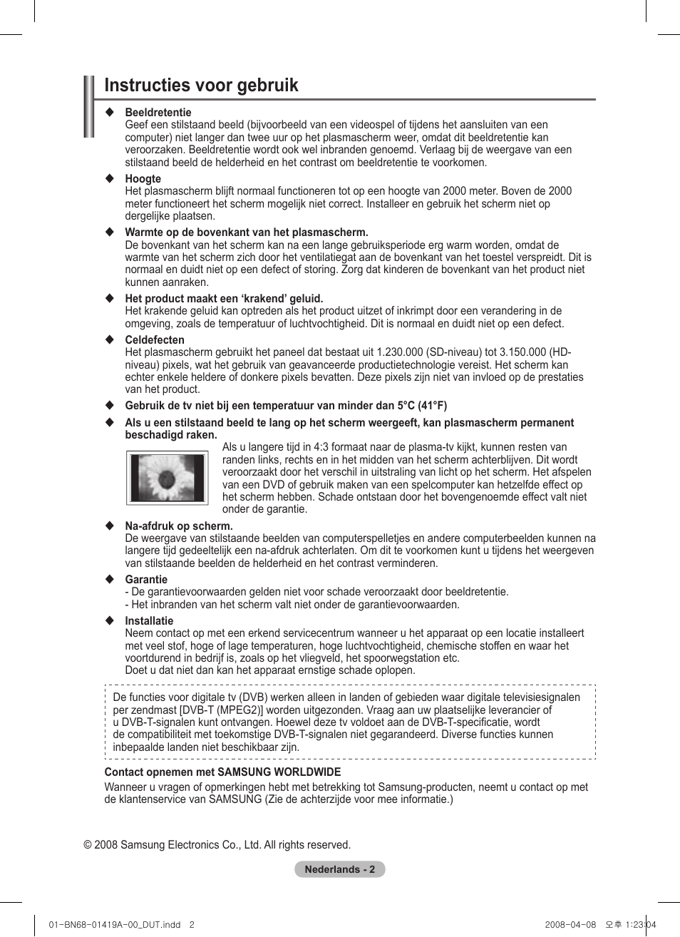 Instructies voor gebruik | Samsung PS42A416C1D User Manual | Page 150 / 394