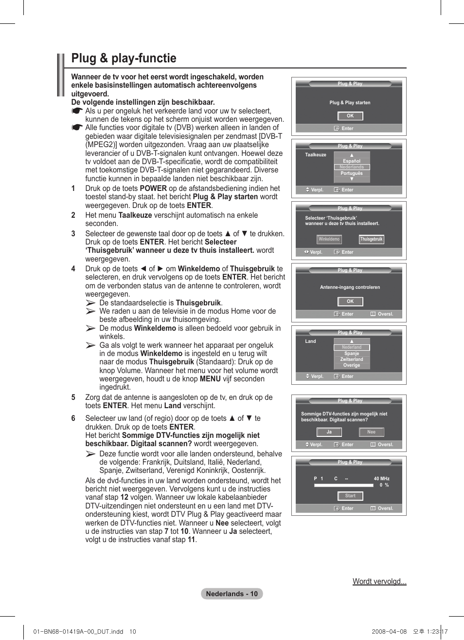 Plug & play-functie | Samsung PS42A416C1D User Manual | Page 158 / 394