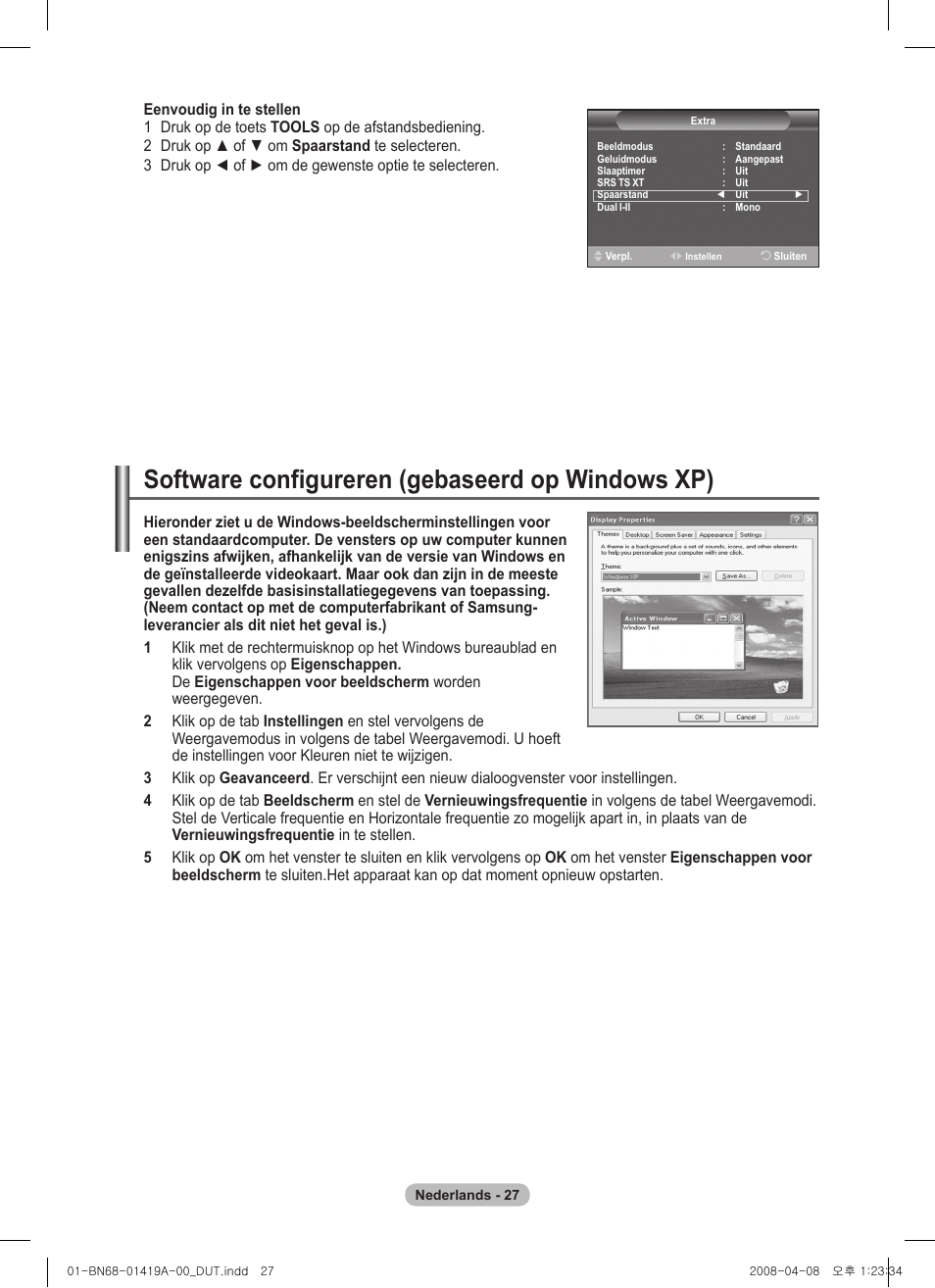 Software configureren (gebaseerd op windows xp) | Samsung PS42A416C1D User Manual | Page 175 / 394