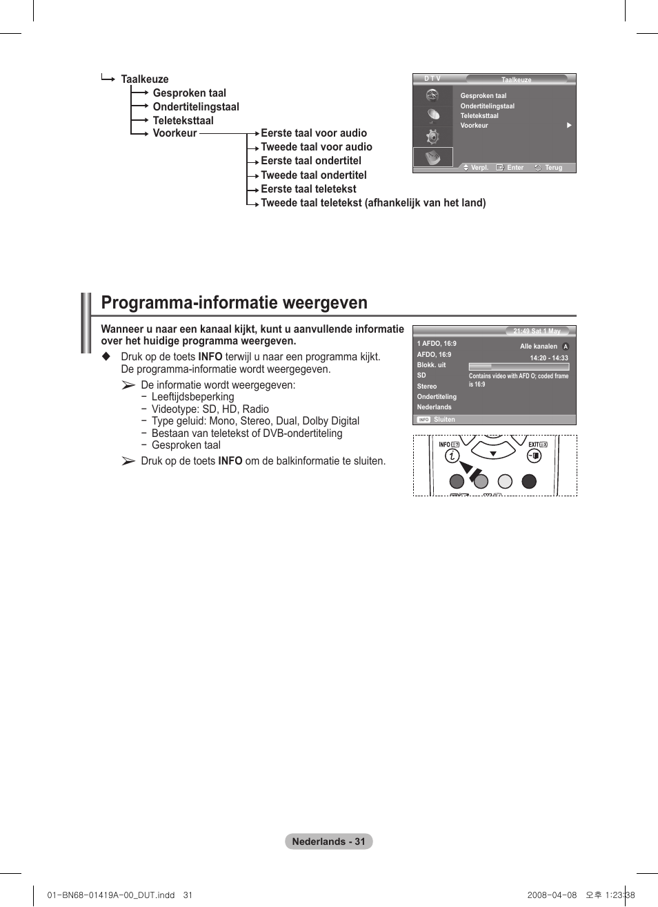 Programma-informatie weergeven | Samsung PS42A416C1D User Manual | Page 179 / 394