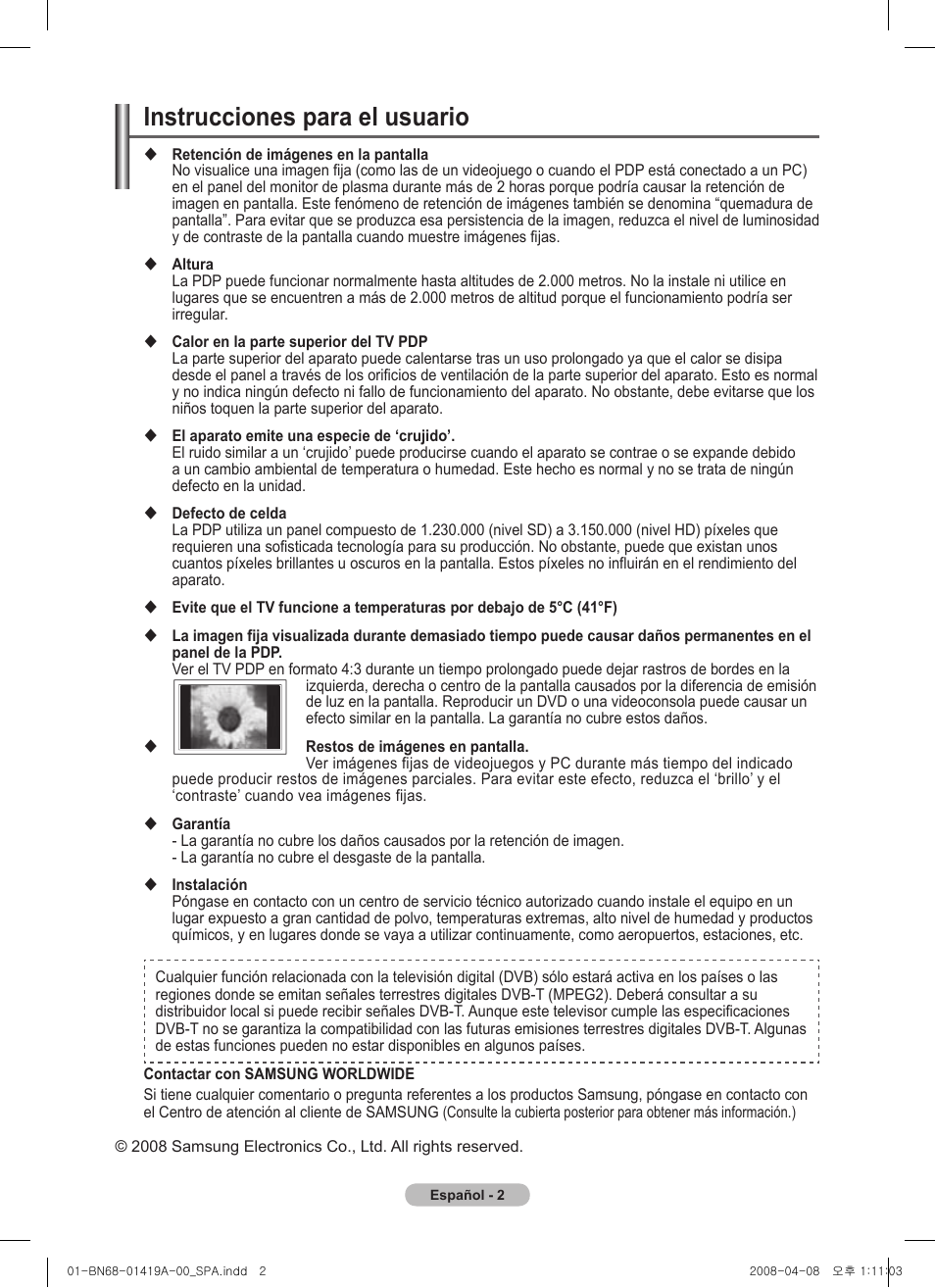 Instrucciones para el usuario | Samsung PS42A416C1D User Manual | Page 248 / 394