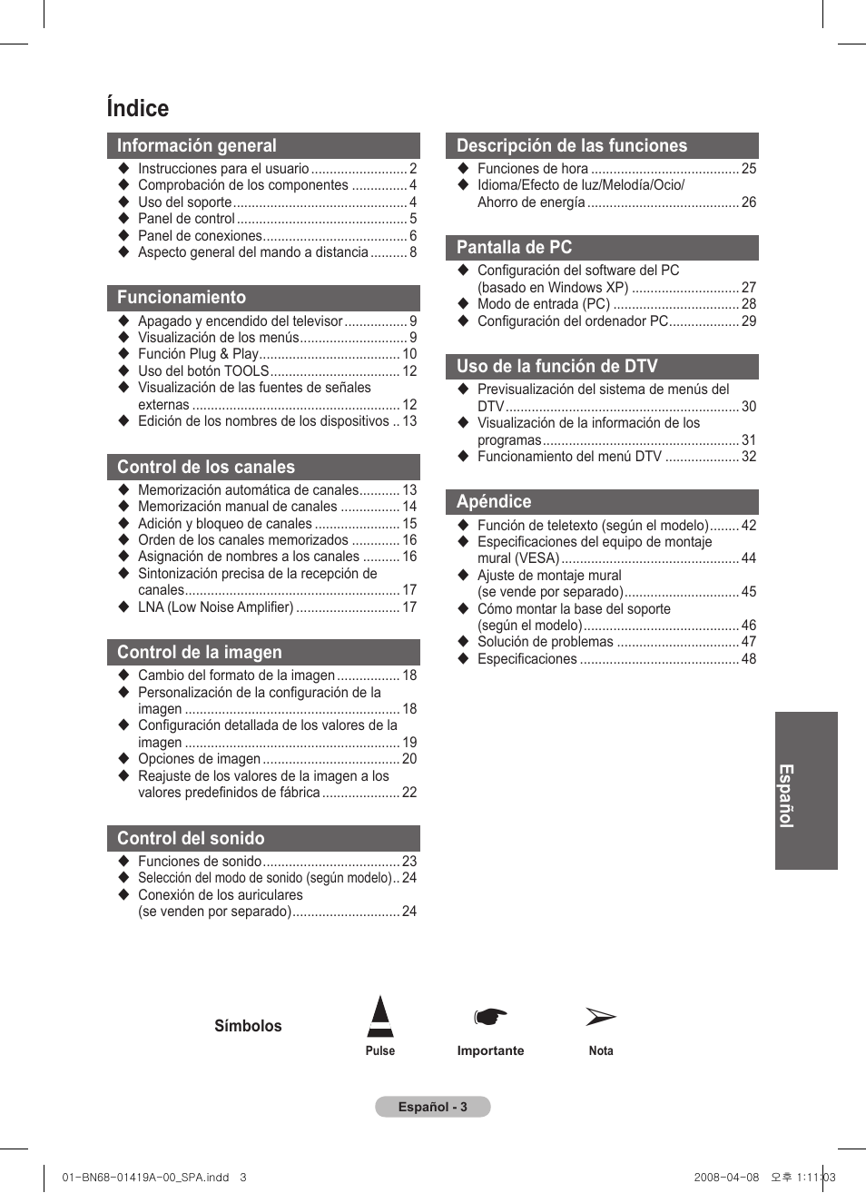 Índice | Samsung PS42A416C1D User Manual | Page 249 / 394