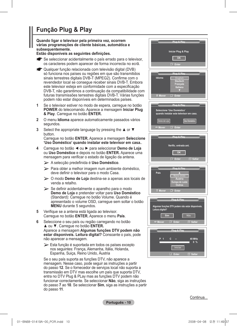 Função plug & play | Samsung PS42A416C1D User Manual | Page 305 / 394