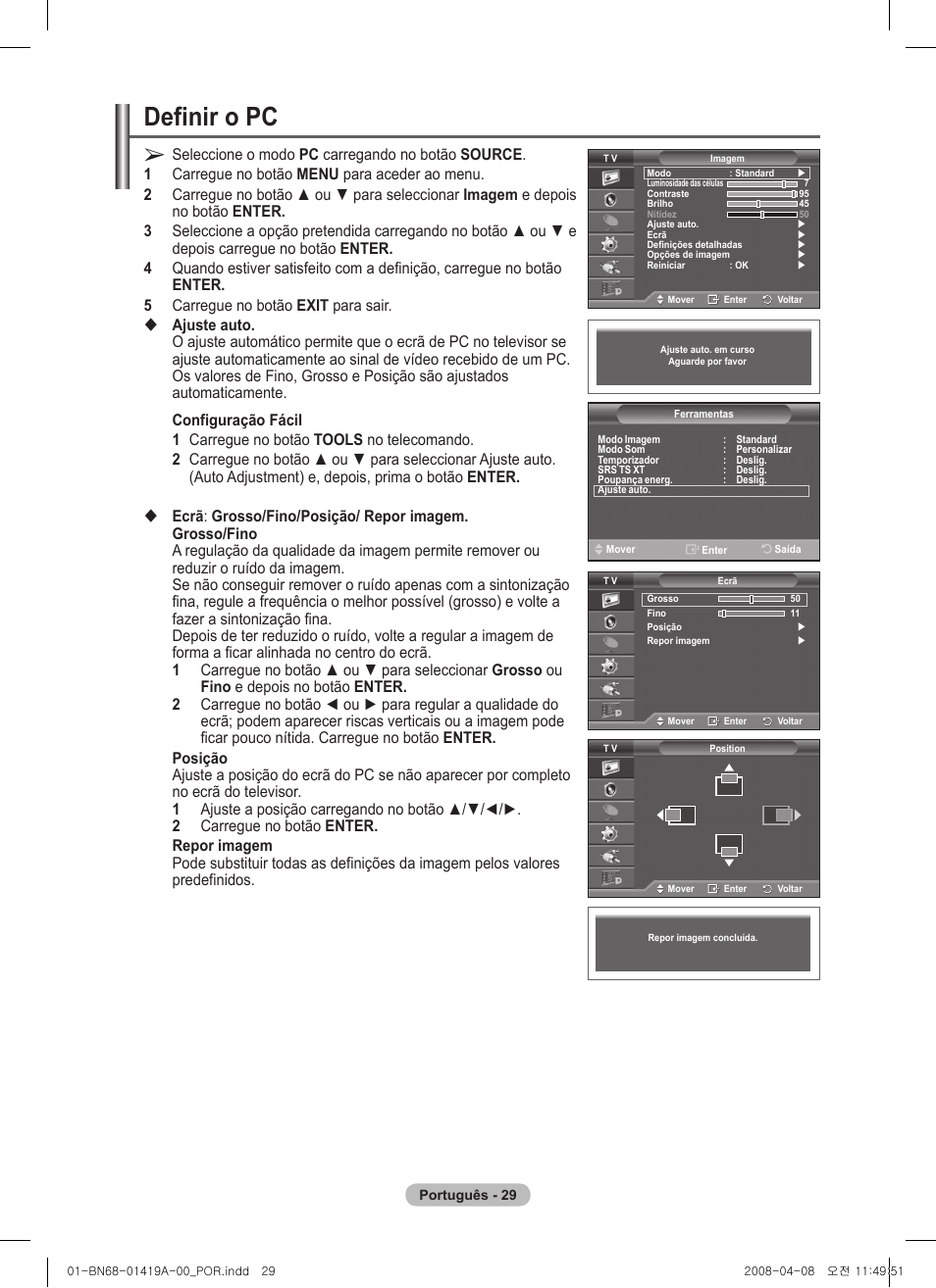 Definir o pc | Samsung PS42A416C1D User Manual | Page 324 / 394
