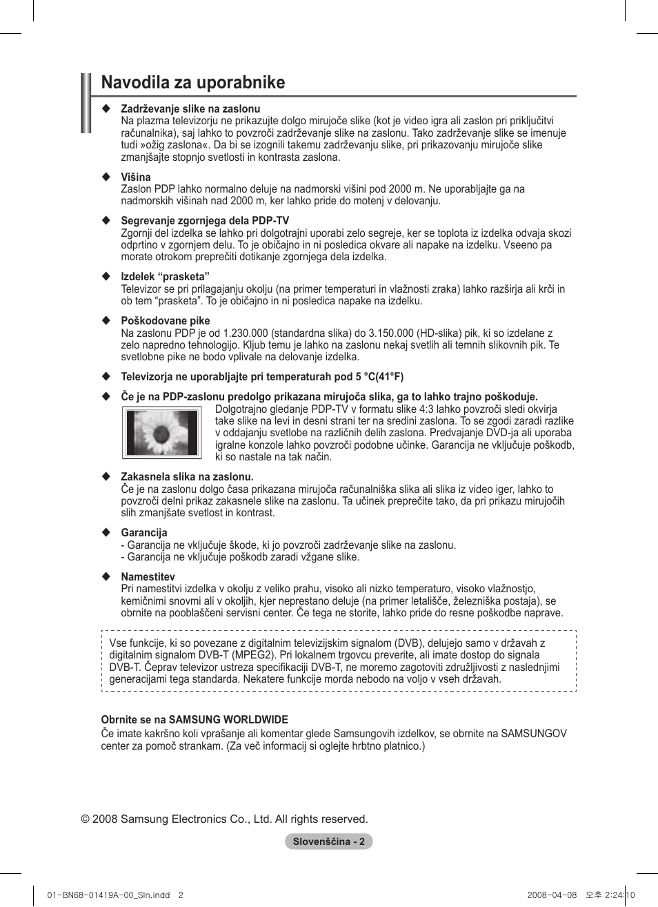 Navodila za uporabnike | Samsung PS42A416C1D User Manual | Page 346 / 394