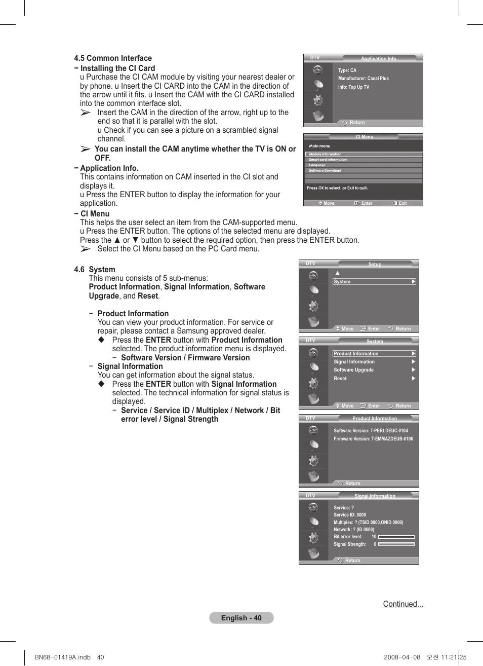 Samsung PS42A416C1D User Manual | Page 40 / 394