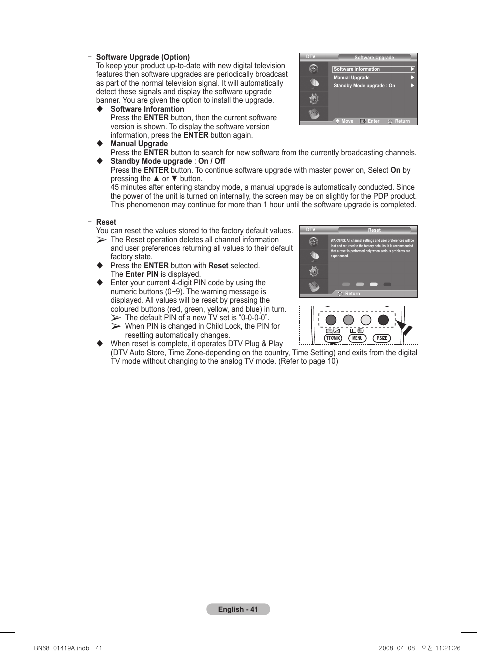 Samsung PS42A416C1D User Manual | Page 41 / 394