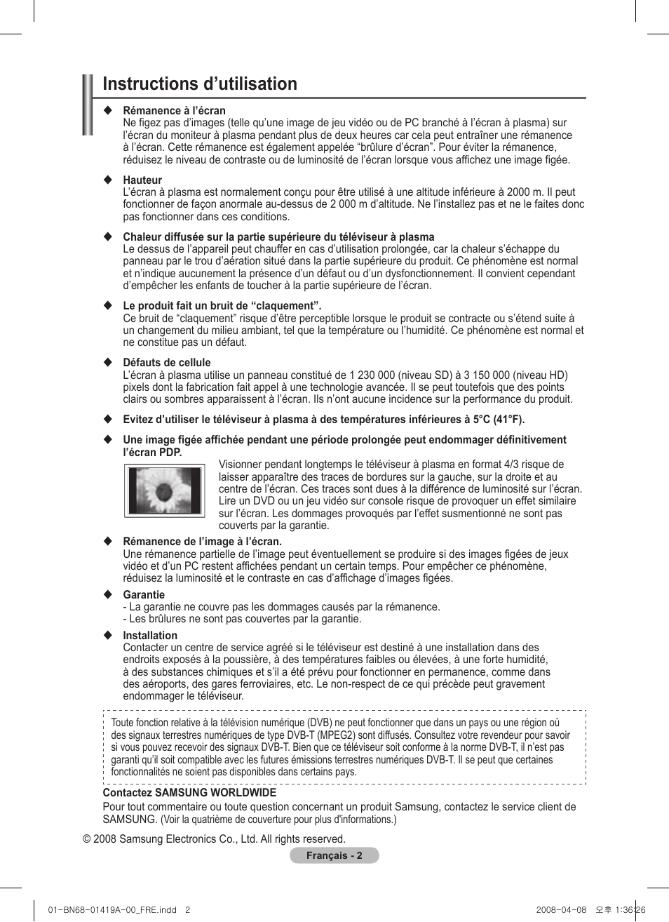 Instructions d’utilisation | Samsung PS42A416C1D User Manual | Page 52 / 394