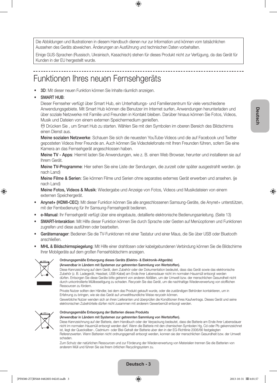 Funktionen ihres neuen fernsehgeräts | Samsung PS51F8500SZ User Manual | Page 51 / 73