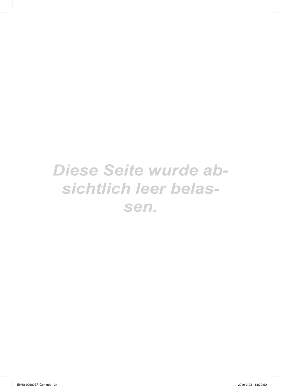 Diese seite wurde ab- sichtlich leer belas- sen | Samsung LE32C350D1W User Manual | Page 68 / 134