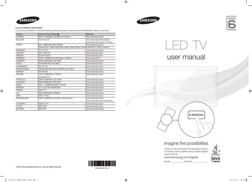 Samsung UE55D6750WQ User Manual | 86 pages