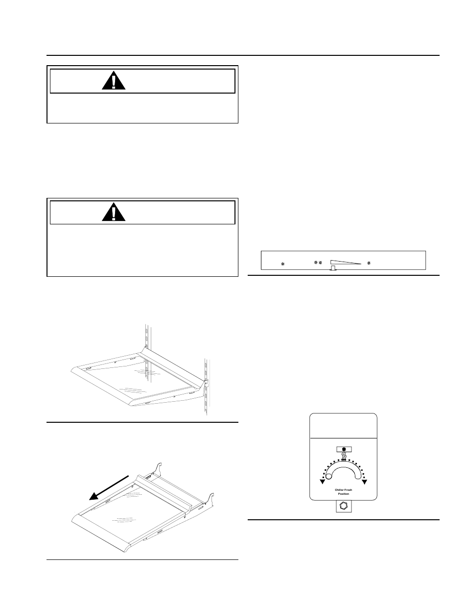 Características de la sección alimentos frescos, Repisas de la sección alimentos frescos, Sistema chiller fresh | Cuidado | Amana Top-Freezer Refrigerator User Manual | Page 27 / 57