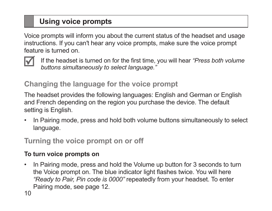 Using voice prompts | Samsung HM1700 User Manual | Page 12 / 143