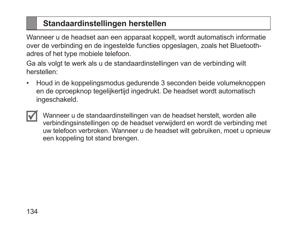 Standaardinstellingen herstellen | Samsung HM1700 User Manual | Page 136 / 143