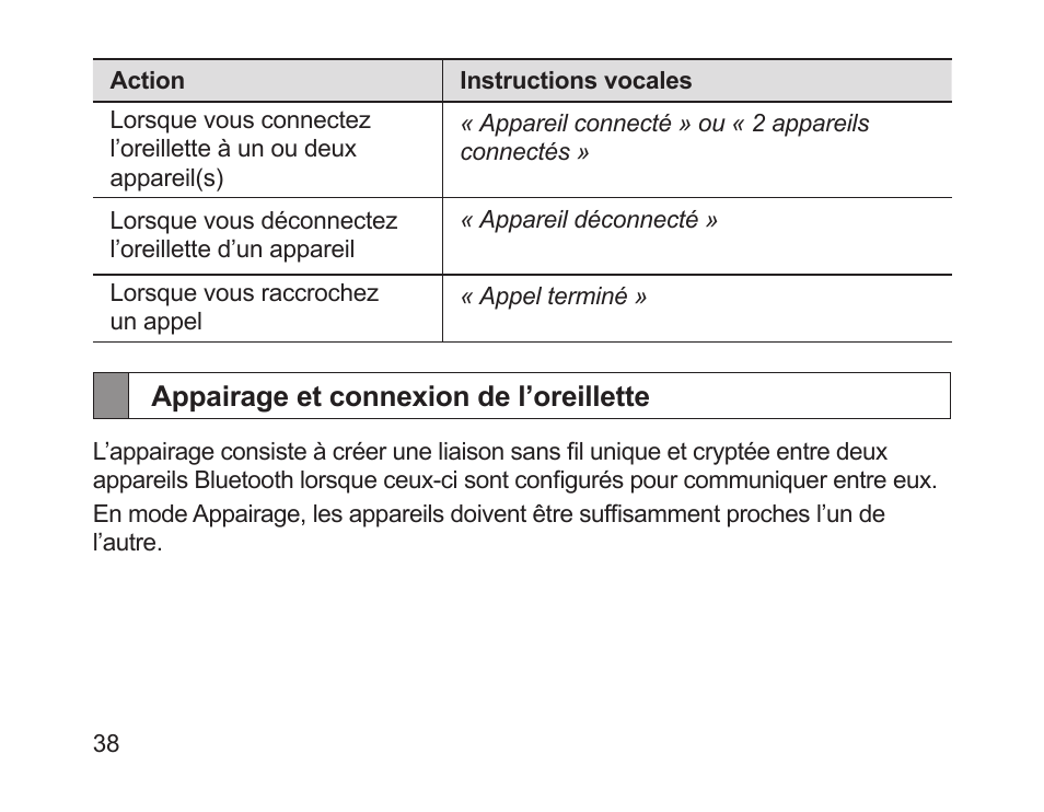 Appairage et connexion de l’oreillette | Samsung HM1700 User Manual | Page 40 / 143