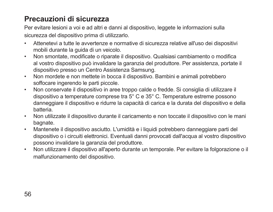 Precauzioni di sicurezza | Samsung HM1700 User Manual | Page 58 / 143