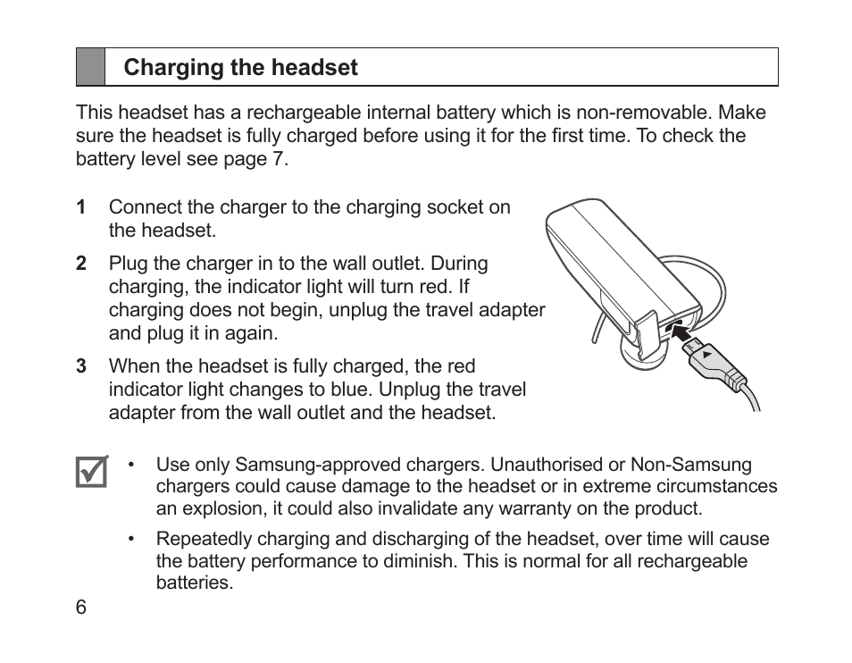 Charging the headset | Samsung HM1700 User Manual | Page 8 / 143
