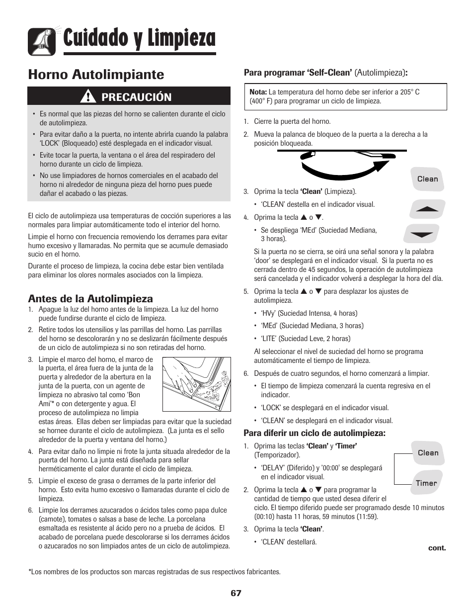 Cuidado y limpieza, Horno autolimpiante, Antes de la autolimpieza | Precaución | Amana 700 User Manual | Page 68 / 76