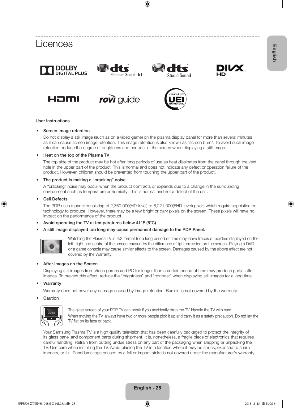 Licences | Samsung PS60F5500AY User Manual | Page 25 / 75