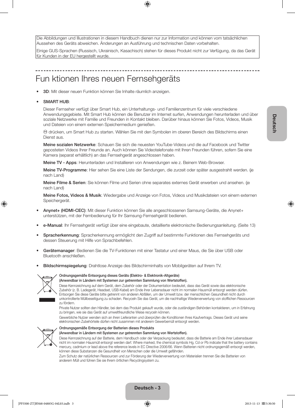 Fun ktionen ihres neuen fernsehgeräts | Samsung PS60F5500AY User Manual | Page 53 / 75
