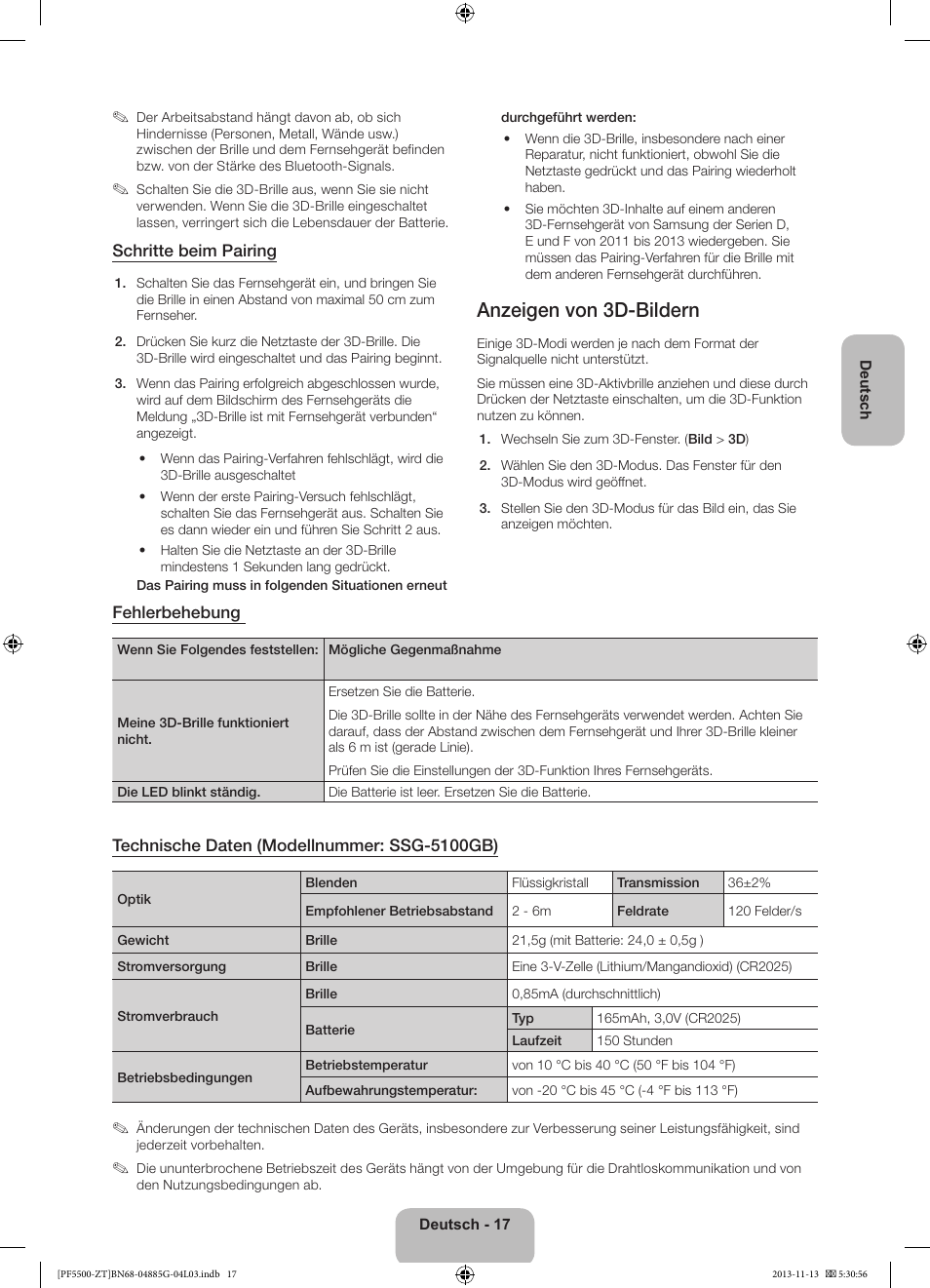 Anzeigen von 3d-bildern | Samsung PS60F5500AY User Manual | Page 67 / 75