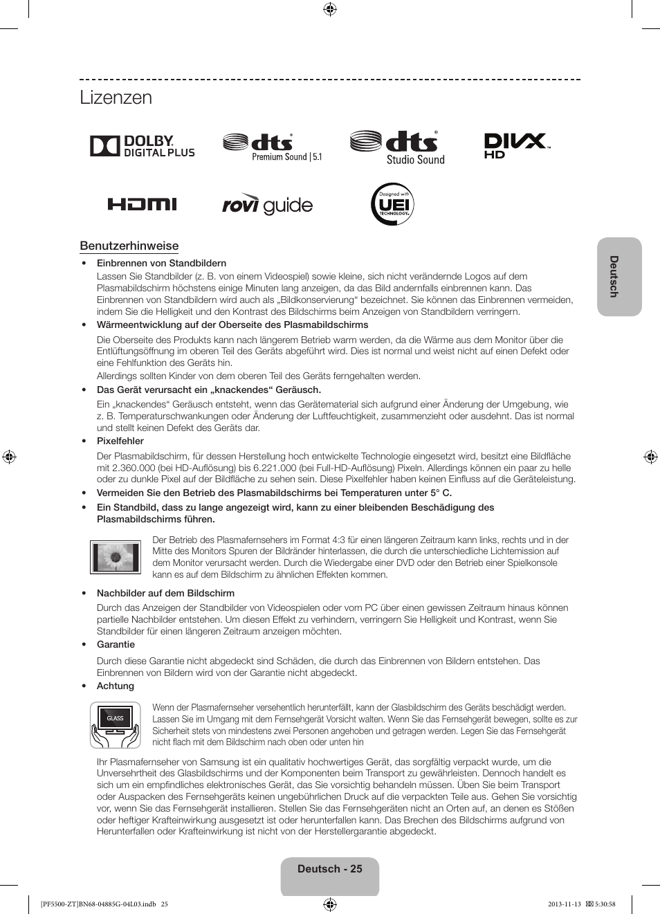 Lizenzen, Benutzerhinweise | Samsung PS60F5500AY User Manual | Page 75 / 75