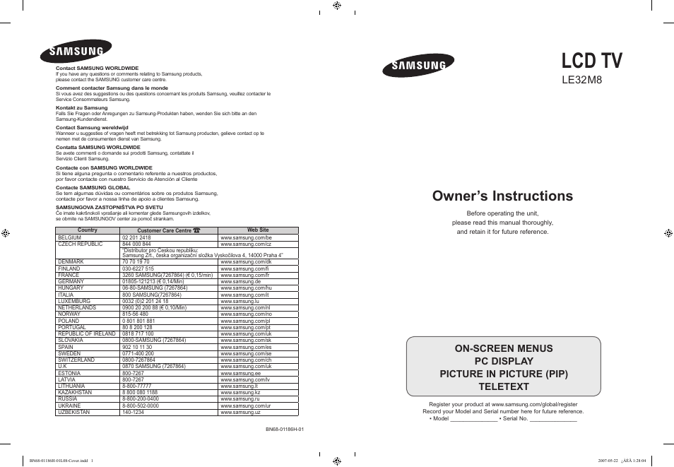 Samsung LE32M87BD User Manual | 545 pages