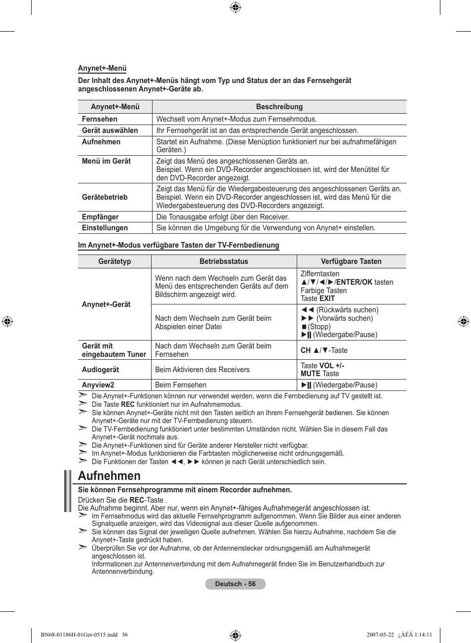 Aufnehmen | Samsung LE32M87BD User Manual | Page 178 / 545