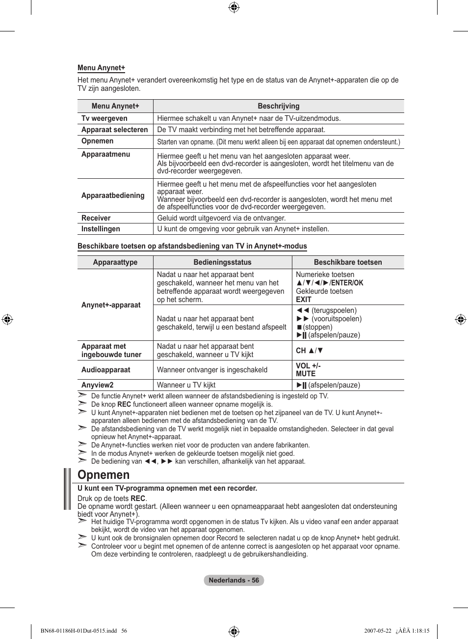 Opnemen | Samsung LE32M87BD User Manual | Page 238 / 545