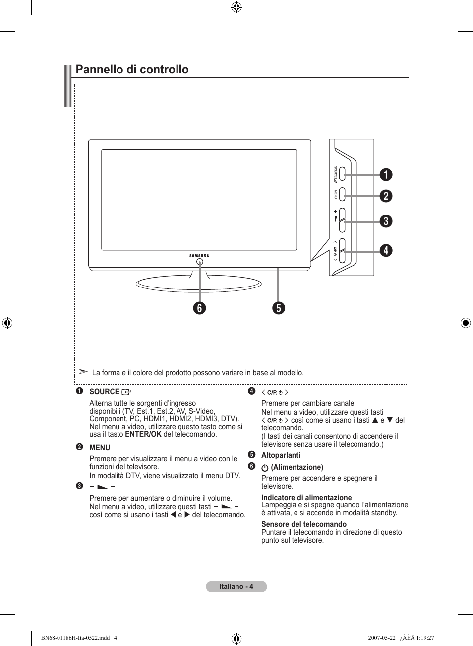 Pannello di controllo | Samsung LE32M87BD User Manual | Page 246 / 545