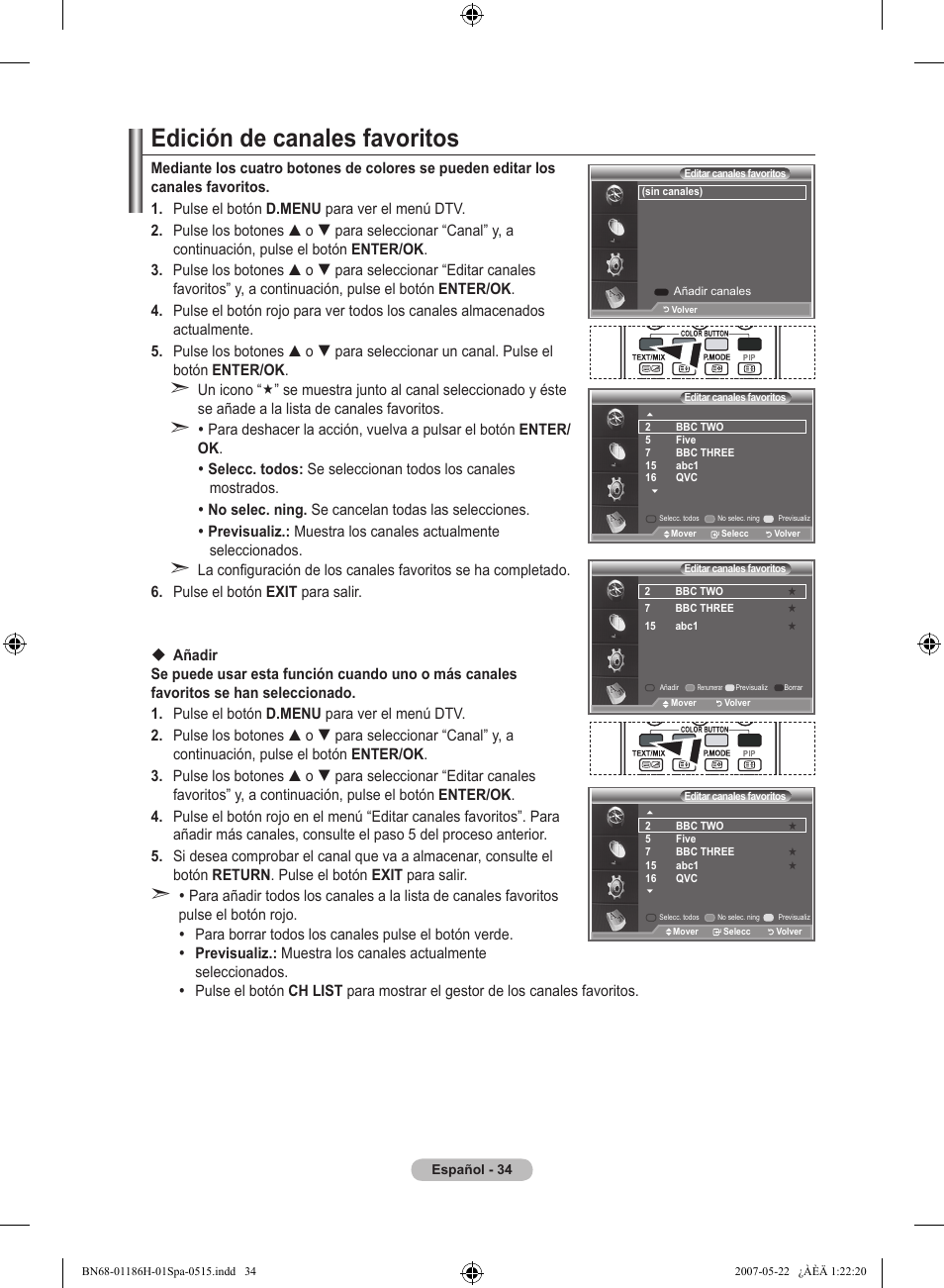 Edición de canales favoritos | Samsung LE32M87BD User Manual | Page 338 / 545