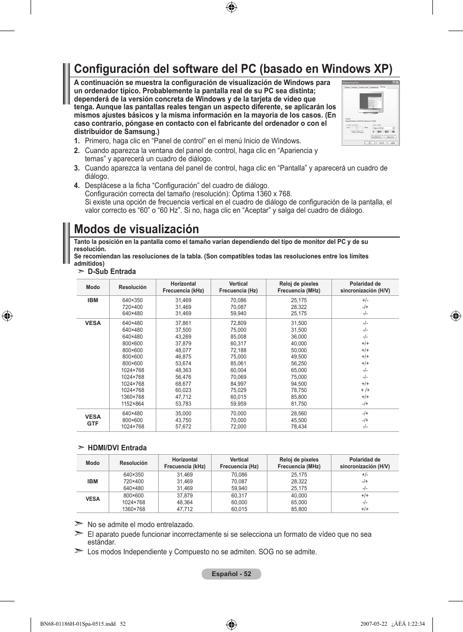 Modos de visualización | Samsung LE32M87BD User Manual | Page 356 / 545