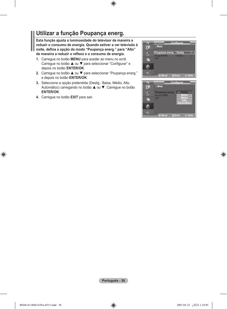 Utilizar a função poupança energ | Samsung LE32M87BD User Manual | Page 454 / 545