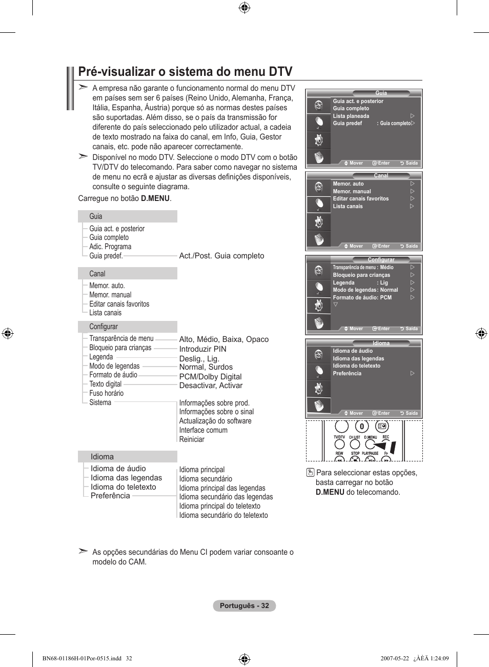 Pré-visualizar o sistema do menu dtv | Samsung LE32M87BD User Manual | Page 456 / 545