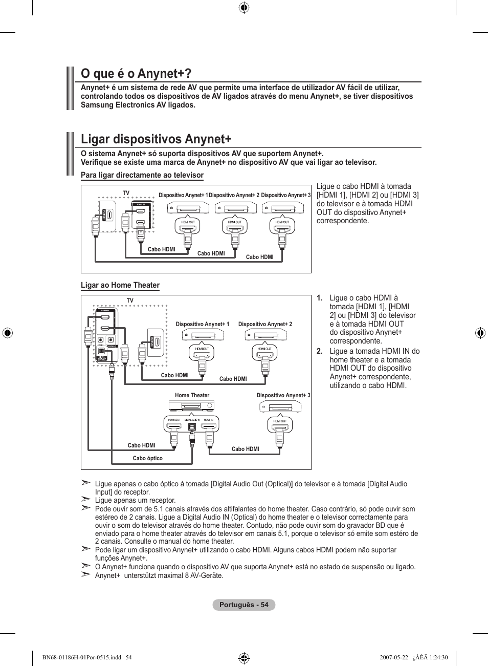 O que é o anynet, Ligar dispositivos anynet | Samsung LE32M87BD User Manual | Page 478 / 545