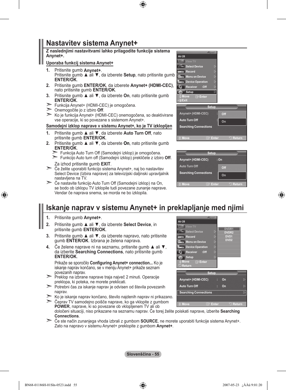 Nastavitev sistema anynet | Samsung LE32M87BD User Manual | Page 539 / 545