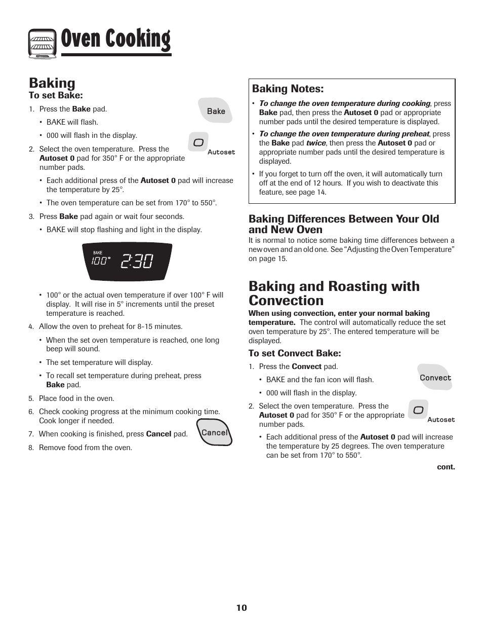 Oven cooking, Baking, Baking and roasting with convection | Baking differences between your old and new oven | Amana 800 User Manual | Page 11 / 80