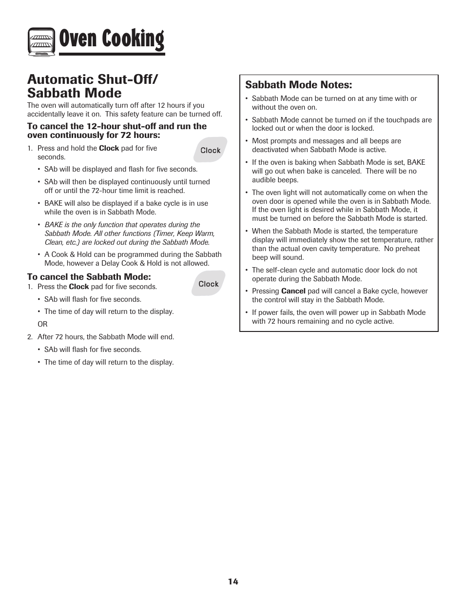 Oven cooking, Automatic shut-off/ sabbath mode | Amana 800 User Manual | Page 15 / 80