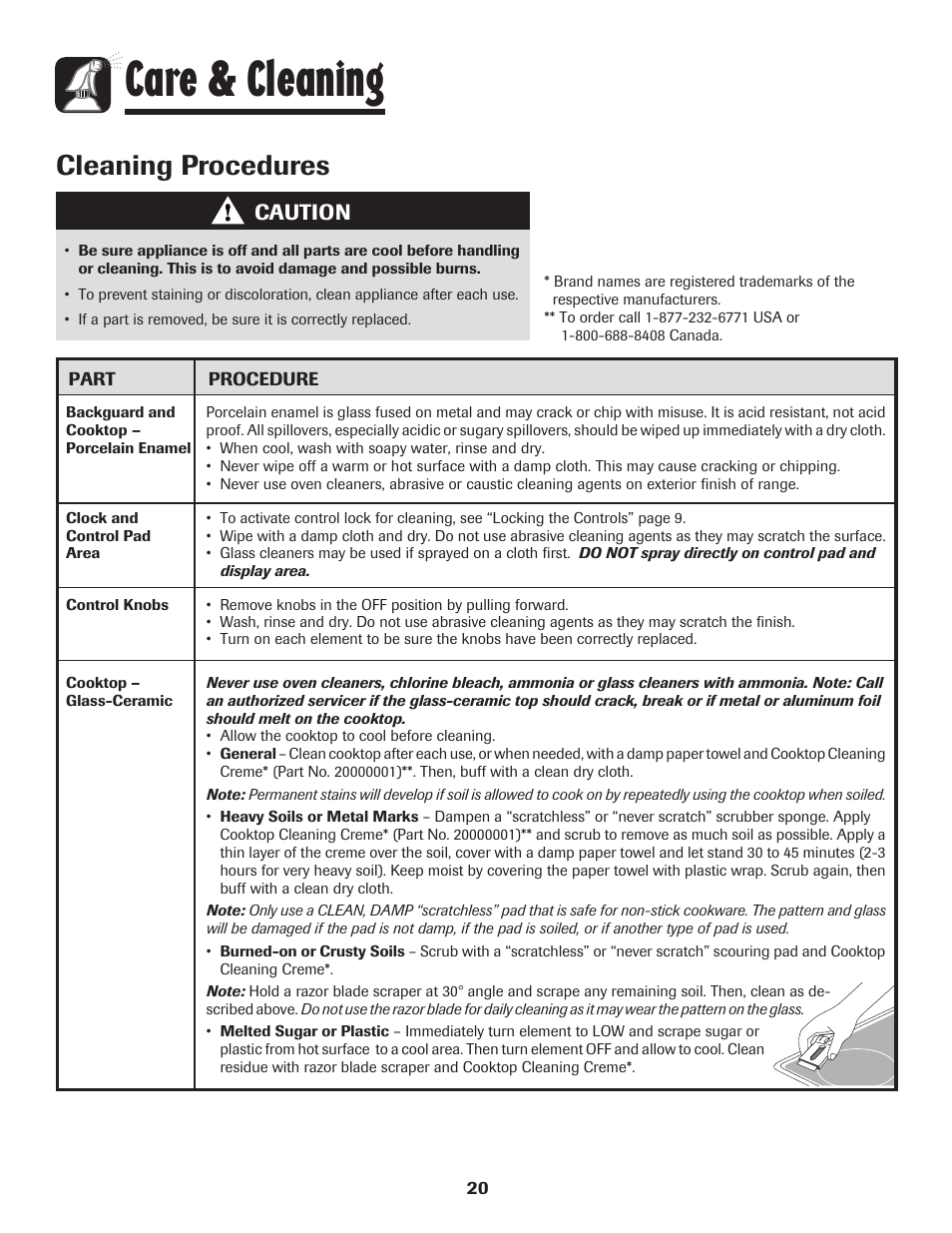 Care & cleaning, Cleaning procedures, Caution | Amana 800 User Manual | Page 21 / 80