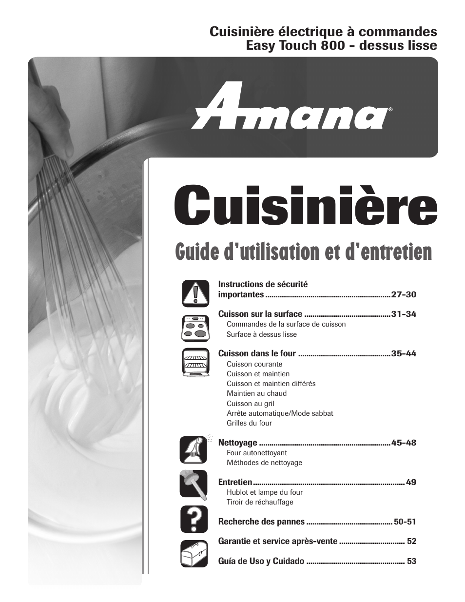 Cuisinière, Guide d’utilisation et d’entretien | Amana 800 User Manual | Page 27 / 80