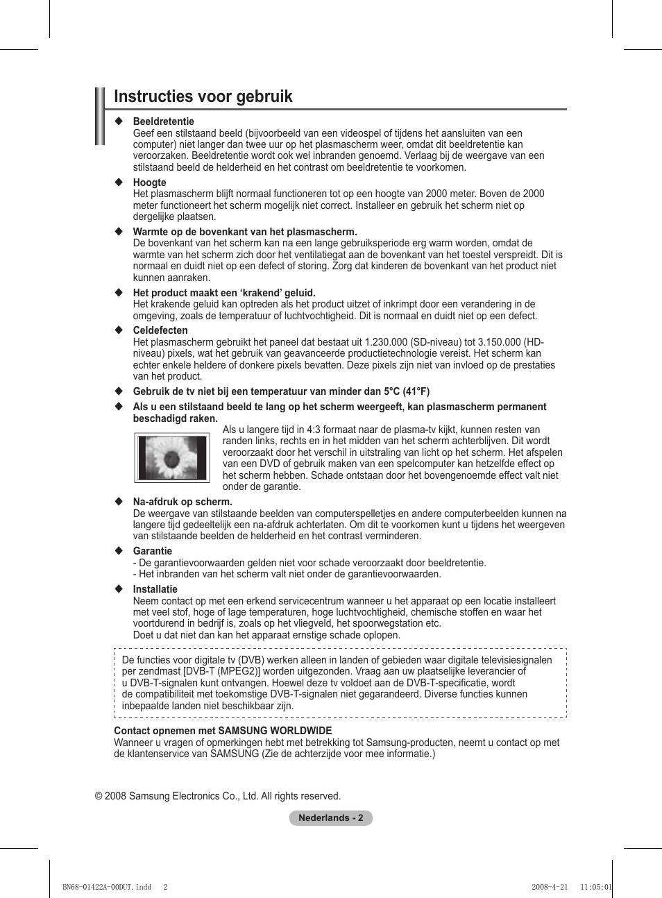 Instructies voor gebruik | Samsung PS50A476P1D User Manual | Page 168 / 444