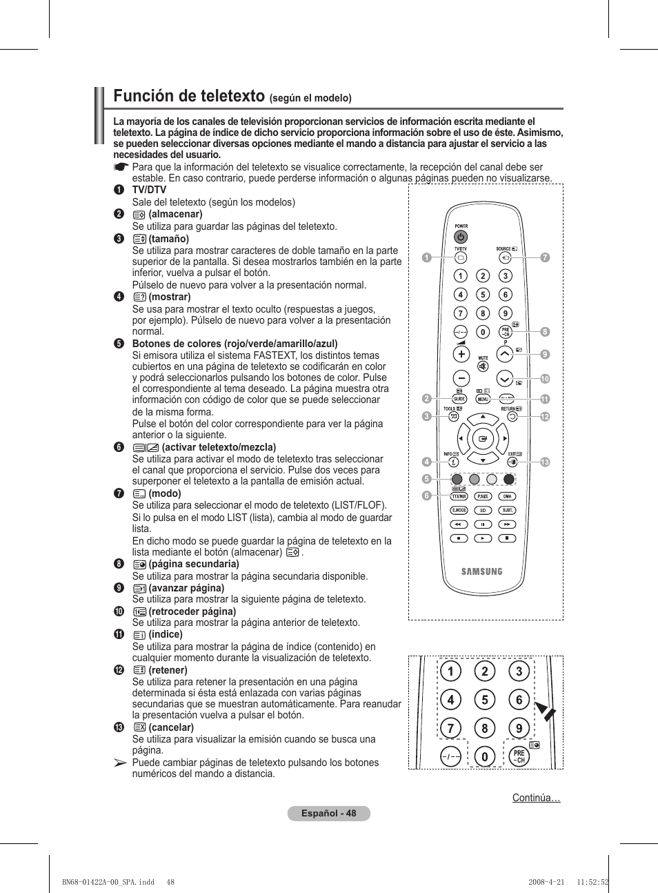 Función de teletexto | Samsung PS50A476P1D User Manual | Page 325 / 444