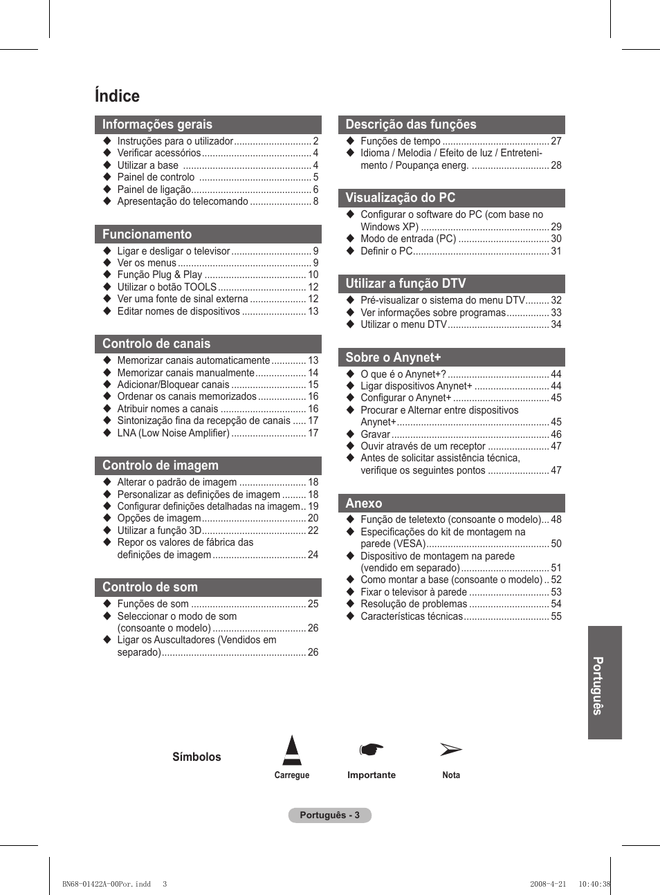 Índice | Samsung PS50A476P1D User Manual | Page 336 / 444