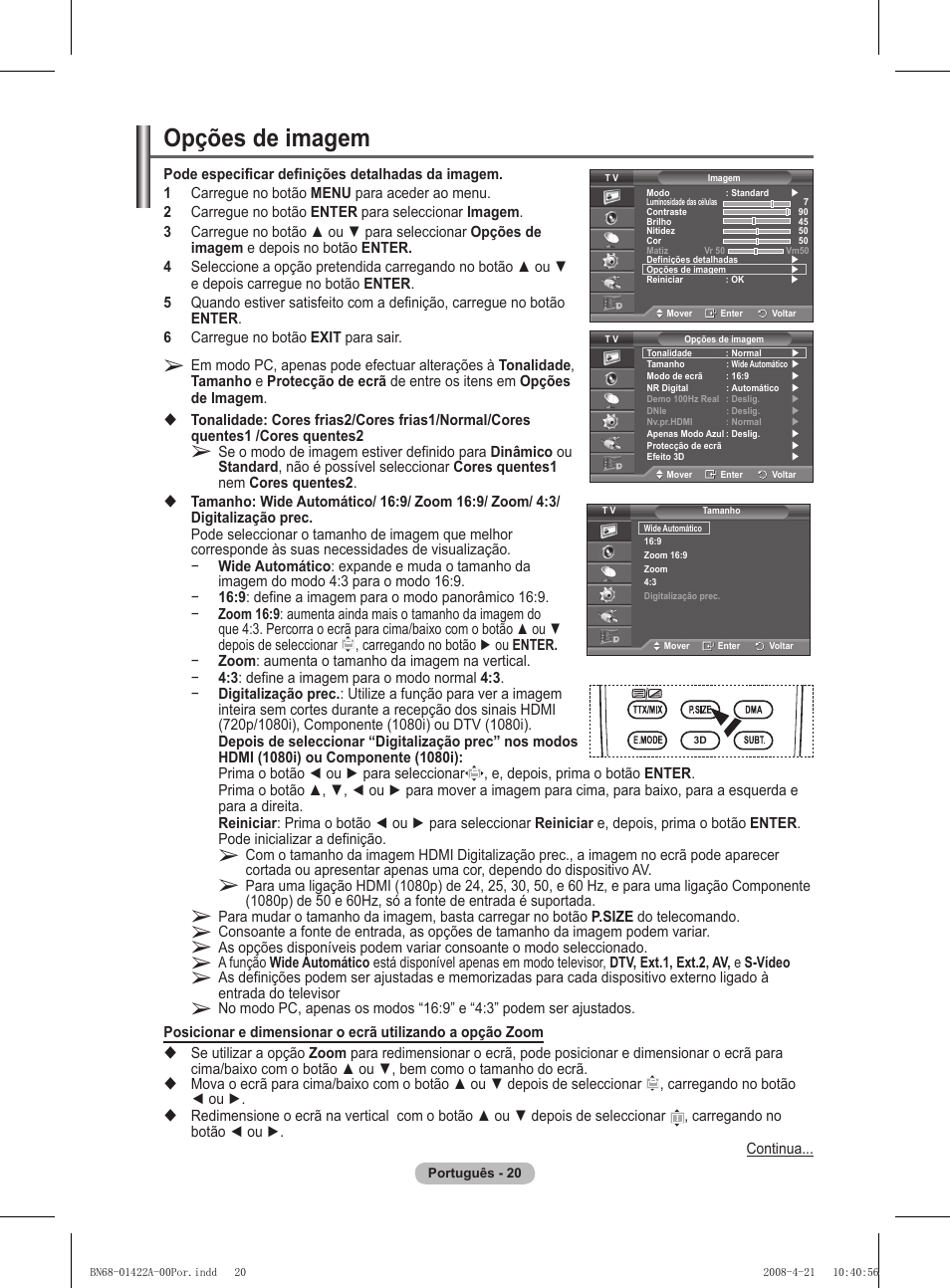 Opções de imagem | Samsung PS50A476P1D User Manual | Page 353 / 444