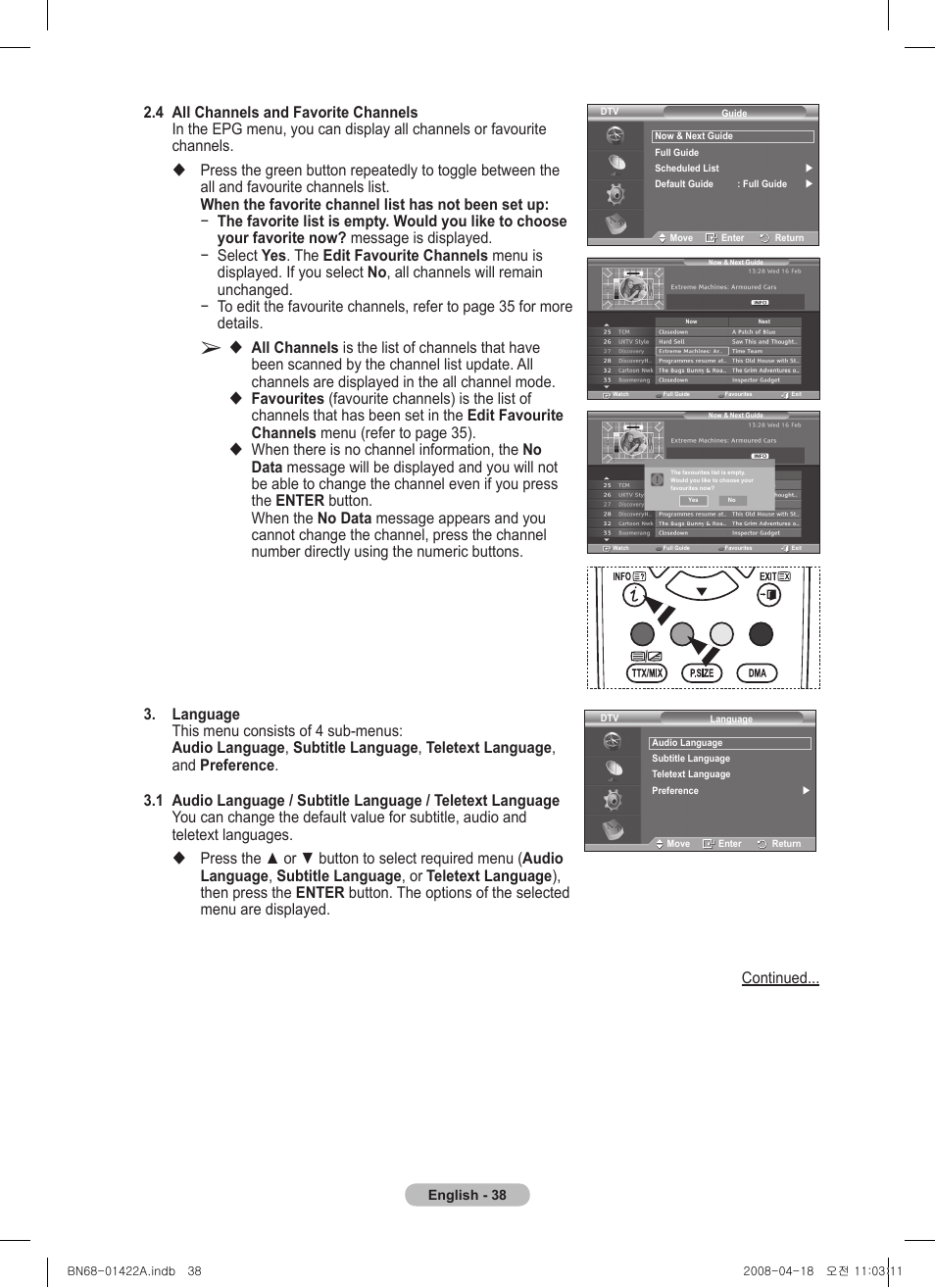 Samsung PS50A476P1D User Manual | Page 38 / 444