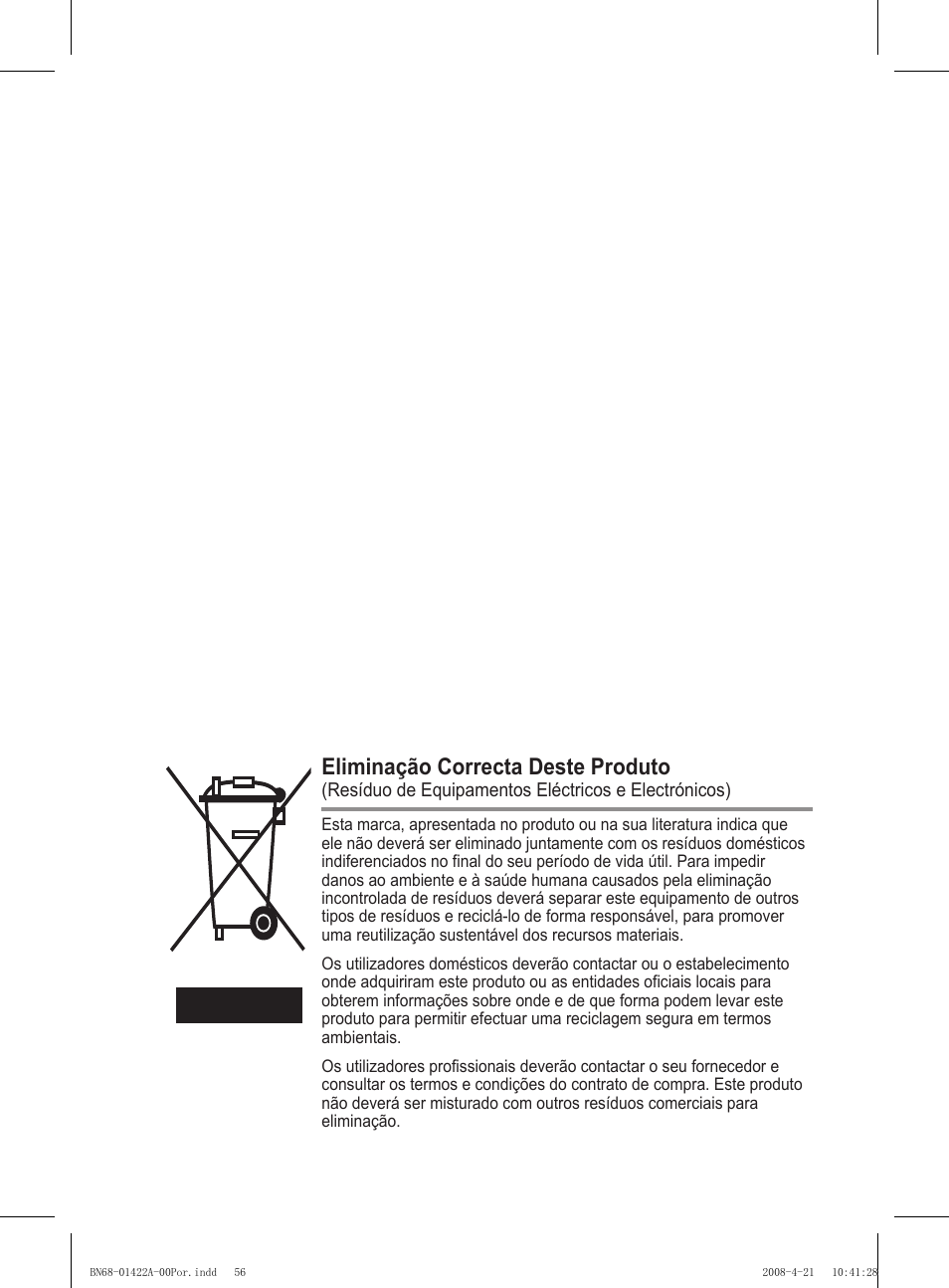 Eliminação correcta deste produto | Samsung PS50A476P1D User Manual | Page 389 / 444