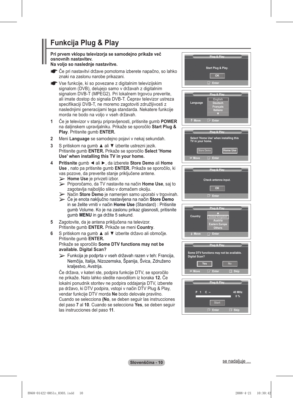 Funkcija plug & play | Samsung PS50A476P1D User Manual | Page 398 / 444